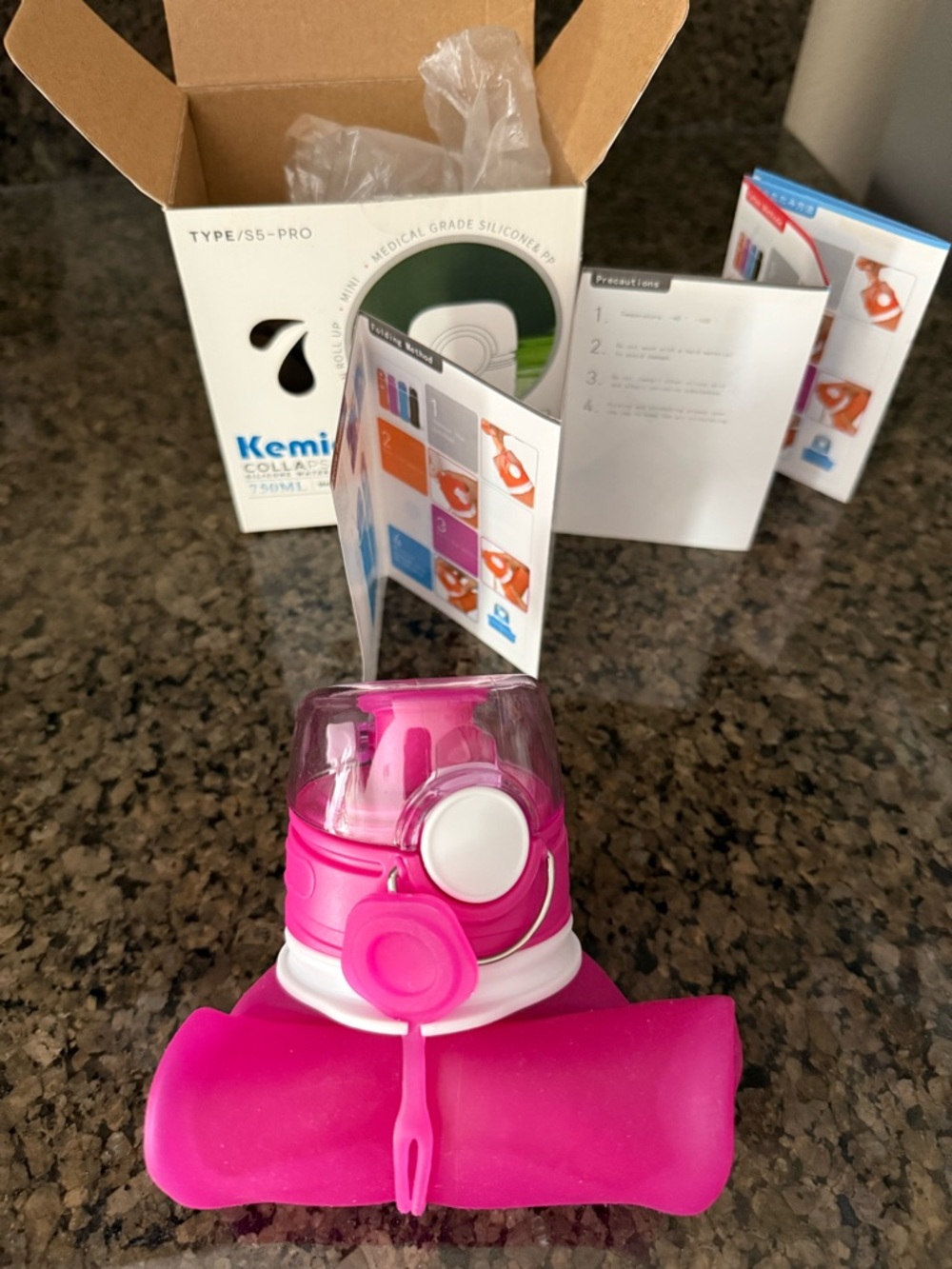 Premier Collapsible Water Bottle - Pink - Picture 4 of 4